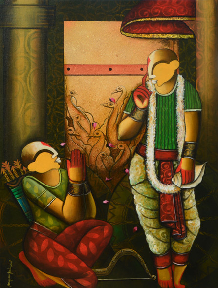 Parthasarathi 22 (ART_6351_71059) - Handpainted Art Painting - 36in X 47in