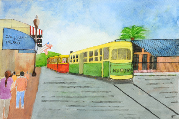 In Transit At Daufuskie Island  South Carolina (ART_8632_71065) - Handpainted Art Painting - 15 in X 10in