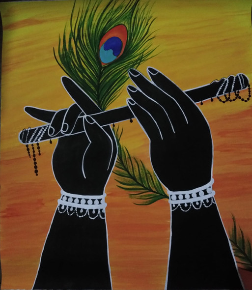 Krishna Hands painting  (ART_8876_71409) - Handpainted Art Painting - 24in X 24in