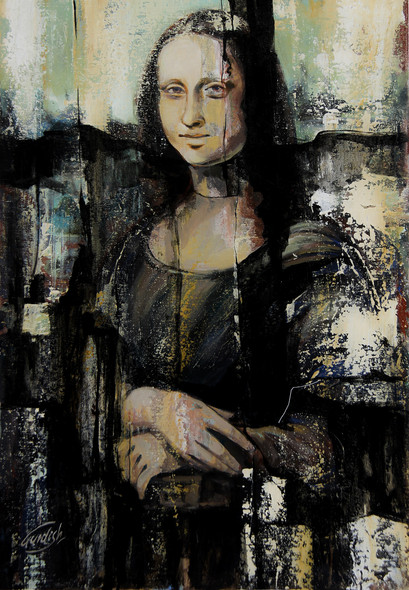 Mona Lisa Painting-Rebirth  (ART_2571_48273) - Handpainted Art Painting - 18in X 26in