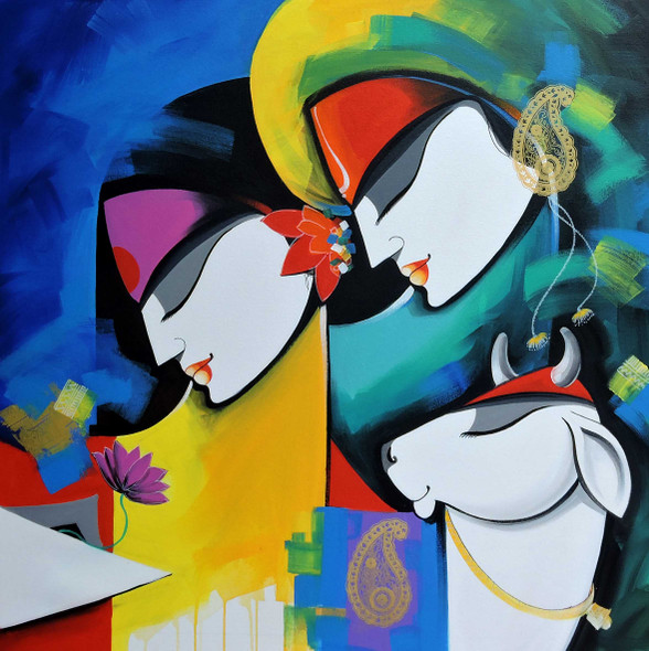 Colours of love (ART_8184_71522) - Handpainted Art Painting - 36in X 36in