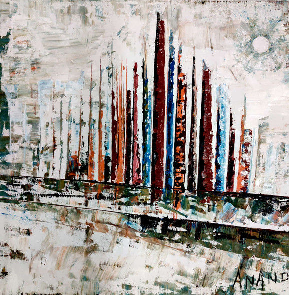 CITY ABSTRACTION-7 (ART_6175_71578) - Handpainted Art Painting - 40in X 40in