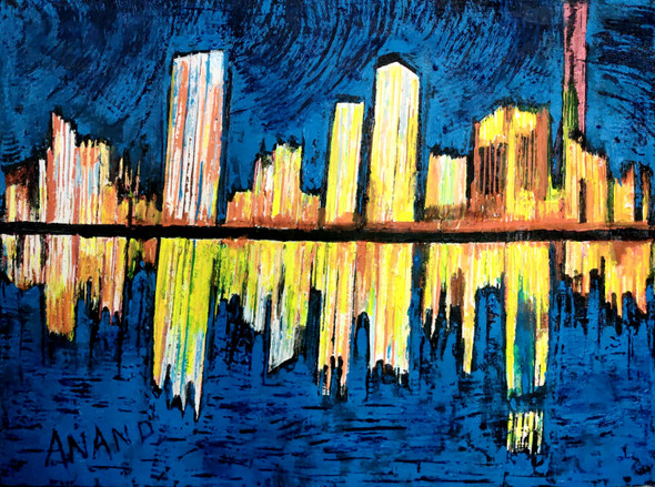 CITY ABSTRACTION-10 (ART_6175_71575) - Handpainted Art Painting - 40in X 30in