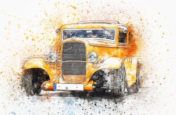 Car Old  (PRT_7809_71547) - Canvas Art Print - 26in X 17in