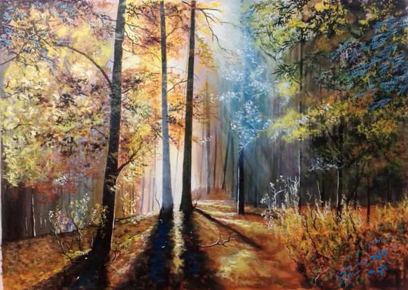 Forest freshness (ART_5868_45322) - Handpainted Art Painting - 36in X 24in