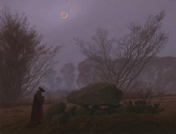 A Walk At Dusk By Caspar David Friedrich (PRT_15585) - Canvas Art Print - 18in X 14in