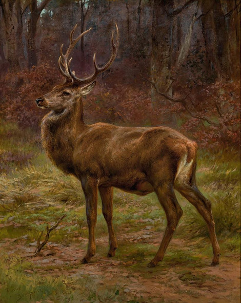 Stag In An Autumn Landscape By Rosa Bonheur (PRT_15596) - Canvas Art Print - 22in X 27in