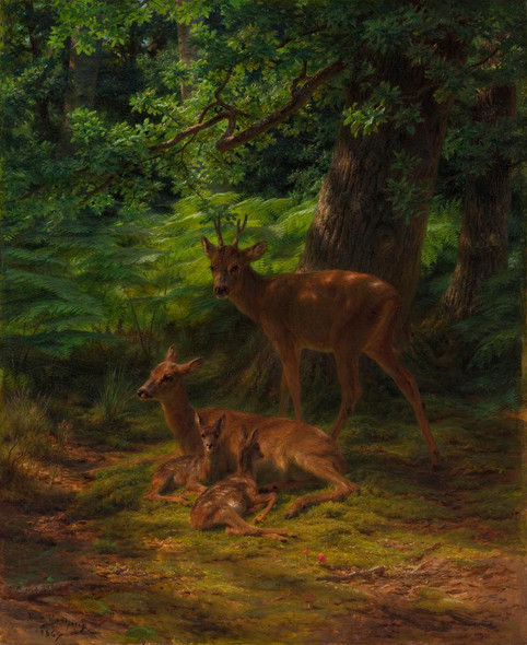 Deer In Repose (1867) By Rosa Bonheur (PRT_15600) - Canvas Art Print - 18in X 22in