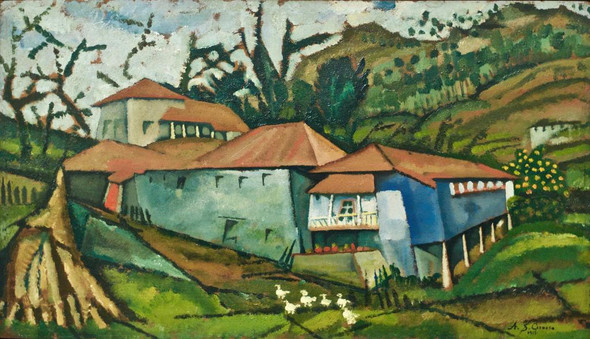 Small River House (1913) By Amadeo De Souza Cardoso (PRT_15616) - Canvas Art Print - 19in X 11in