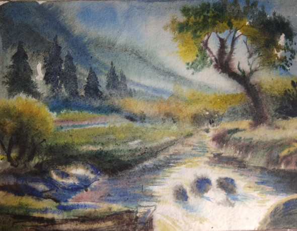 Landscape (ART_8812_71784) - Handpainted Art Painting - 15in X 11in