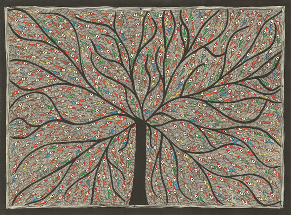 Madhubani Painting-Tree Of Life (PRT_8883_71902) - Canvas Art Print - 30in X 22in