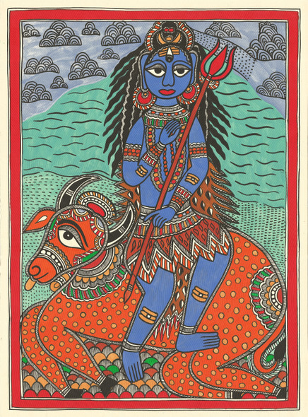 Madhubani Painting-Shiva (PRT_8883_71927) - Canvas Art Print - 22in X 30in