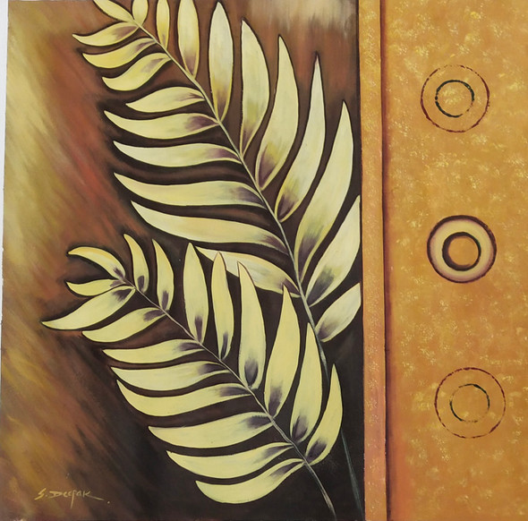 Leaves  (ART_8904_72133) - Handpainted Art Painting - 24in X 24in