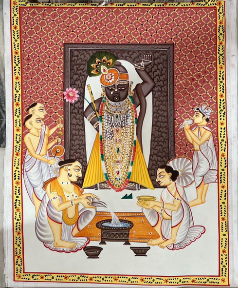 Shrinathji pichwai painting (ART_7555_72199) - Handpainted Art Painting - 18in X 24in