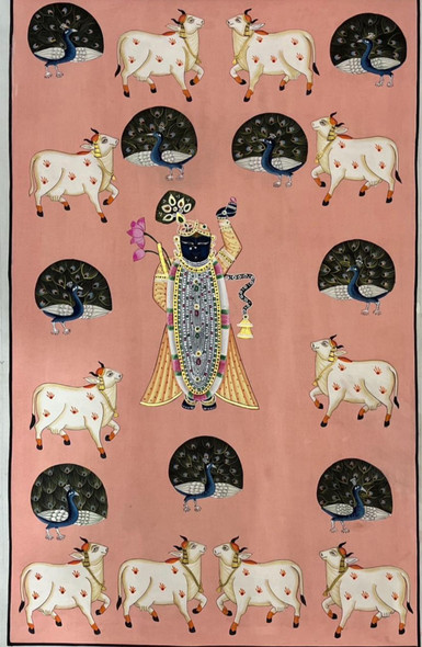 Shrinathji pichwai painting (ART_7555_72197) - Handpainted Art Painting - 18in X 24in