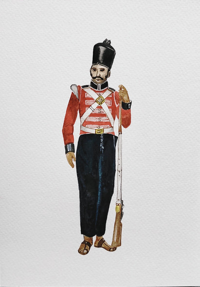 Soldier Of British Indian Army (ART_4354_72176) - Handpainted Art Painting - 8in X 8in