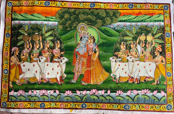 THIS IS BEAUTIFUL LORD KRISHNA PAINTING MADE ON ClOTH (ART_7555_72207) - Handpainted Art Painting - 24in X 18in