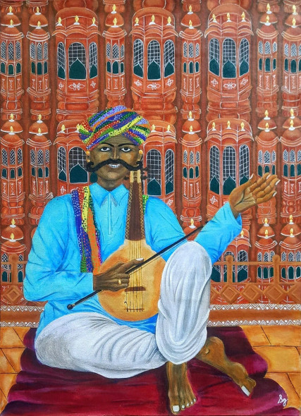 Slice Of Rajasthan (ART_8835_72455) - Handpainted Art Painting - 18in X 24in