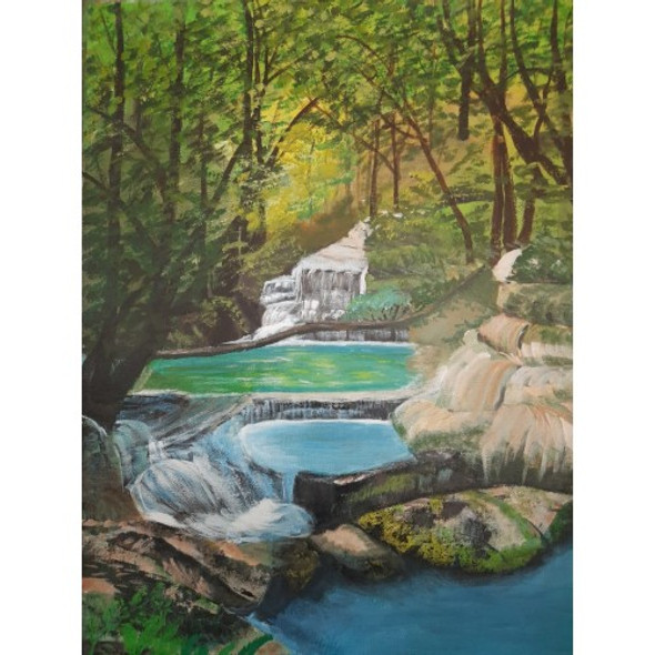 Irvan Falls - Original Acrylic Painting -18 Inch Height * 14 Inch Width (ART_8643_69637) - Handpainted Art Painting - 14in X 18in