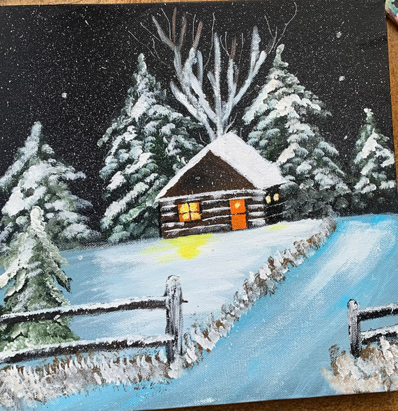 Snow everywhere  (ART_8819_71642) - Handpainted Art Painting - 30in X 30in