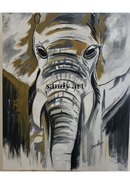 White Elephant-a rare creation (ART_8912_72746) - Handpainted Art Painting - 24in X 30in