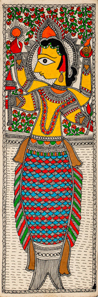 Madhubani Kurma Avatar  (FR_1523_72626) - Handpainted Art Painting - 8in X 21in