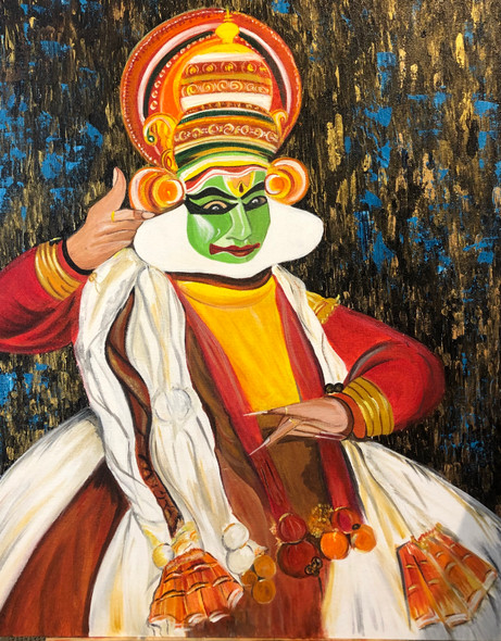 Kathakali dance form (ART_8912_72652) - Handpainted Art Painting - 24in X 30in