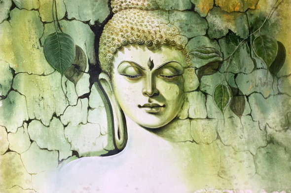 Lord Buddha painting  (ART_6706_72823) - Handpainted Art Painting - 36in X 24in