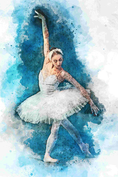Lady Ballet Dance (PRT_8645_72784) - Canvas Art Print - 16in X 24in