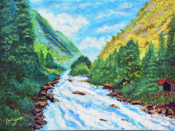 HIMALAYA DARSHAN (ART_8862_72790) - Handpainted Art Painting - 19in X 25in