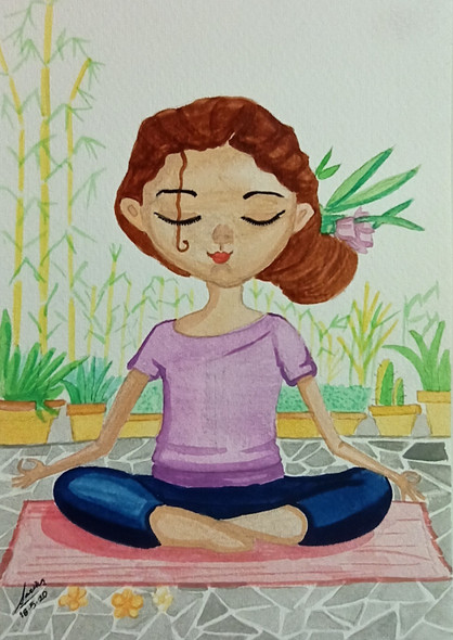 The Peaceful Meditating Beauty (PRT_7696_51100) - Canvas Art Print - 6in X 8in