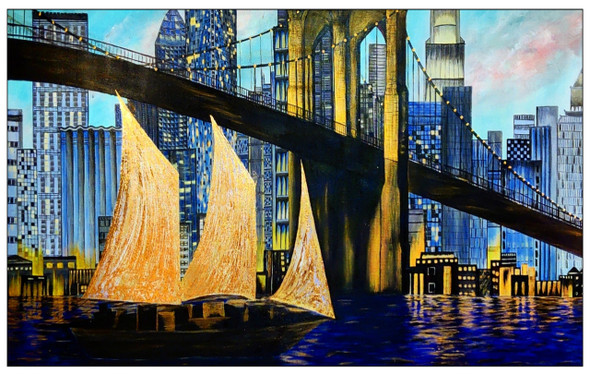 New York City Light (ART_7383_72942) - Handpainted Art Painting - 48in X 30in