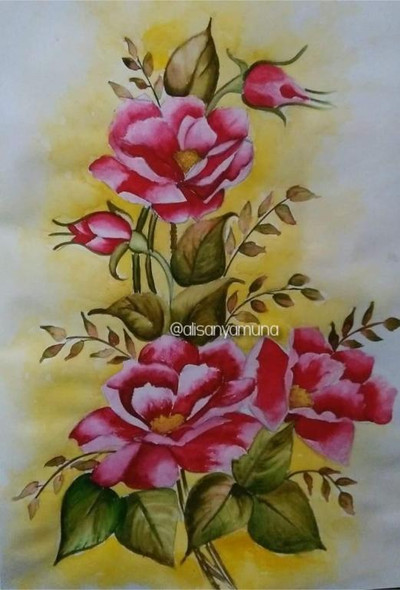 DivineArt_Flowers (ART_8796_72936) - Handpainted Art Painting - 12in X 24in