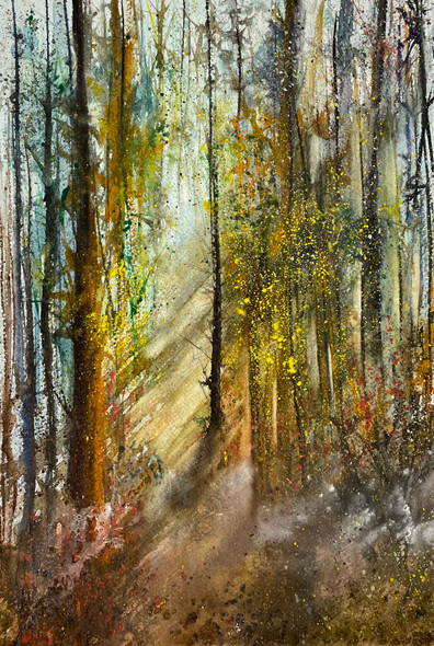 Shadows And Trees (ART_8841_72914) - Handpainted Art Painting - 12 in X 16in