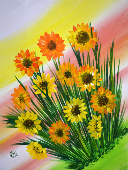 Shine like Sunflower (ART_8580_73142) - Handpainted Art Painting - 14in X 20in