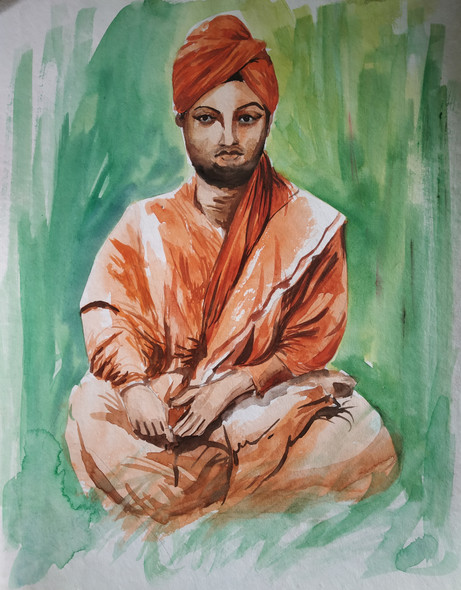Swamiji  (PRT_7901_73121) - Canvas Art Print - 11in X 13in