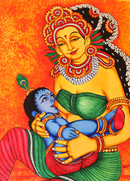 Poothanamoksham (ART_8945_73194) - Handpainted Art Painting - 27in X 39in