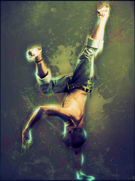 Street Dancer (PRT_8645_73252) - Canvas Art Print - 18in X 24in