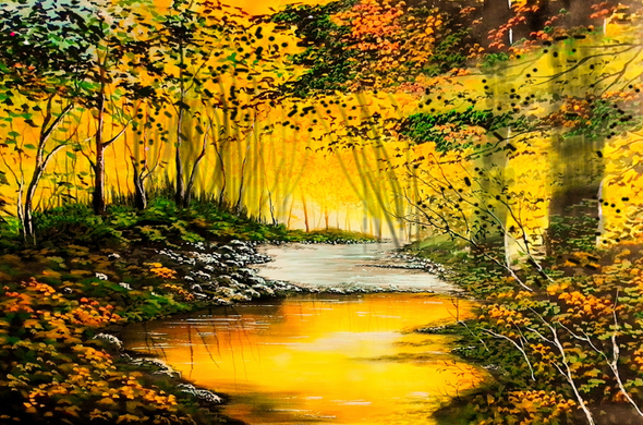 Golden Grace (ART_5868_73295) - Handpainted Art Painting - 50in X 35in