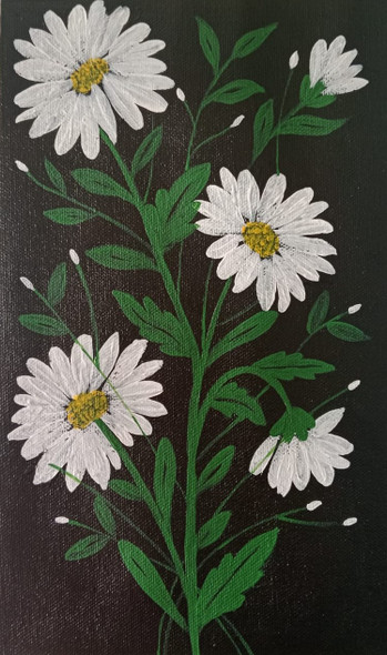 Flower Painting (ART_8957_73400) - Handpainted Art Painting - 7in X 11in
