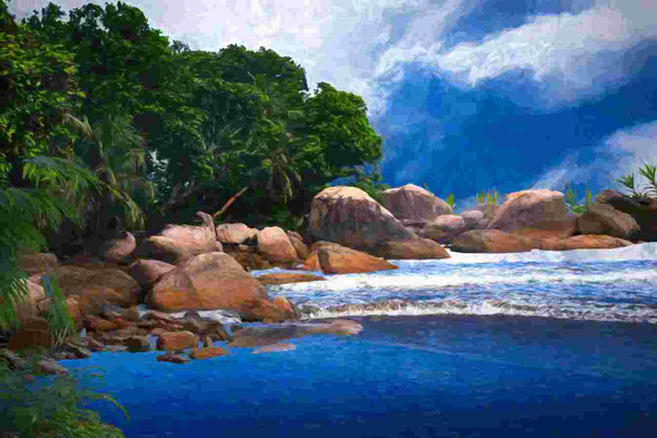 Nature Scenery Blue Sea (PRT_8645_73531) - Canvas Art Print - 24in X 16in