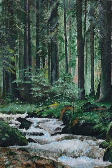 Forest River (ART_5839_73626) - Handpainted Art Painting - 16 in X 24in