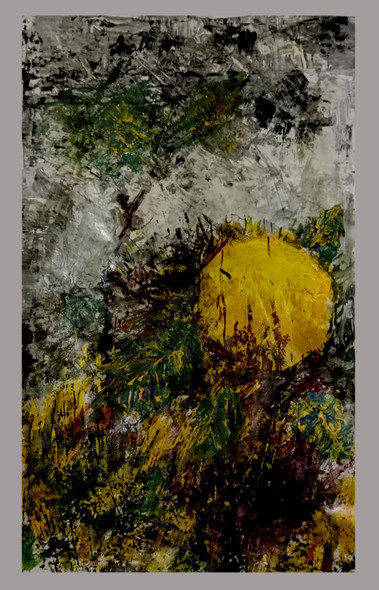 Yellow Sun (ART_4854_73787) - Handpainted Art Painting - 19in X 13in
