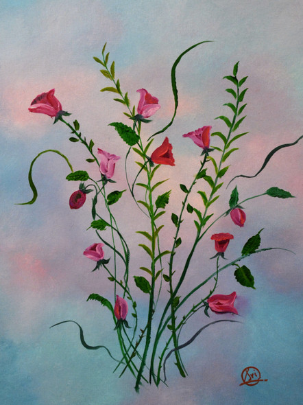 Simple Floral (ART_8580_73843) - Handpainted Art Painting - 14in X 20in