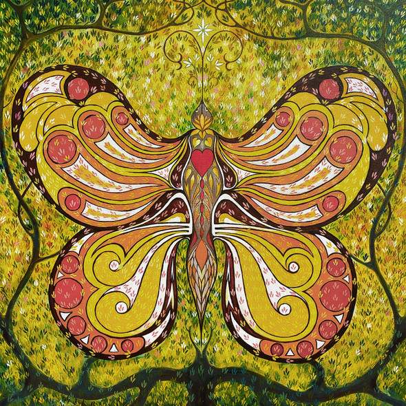 Butterfly (ART_464_74184) - Handpainted Art Painting - 36in X 36in