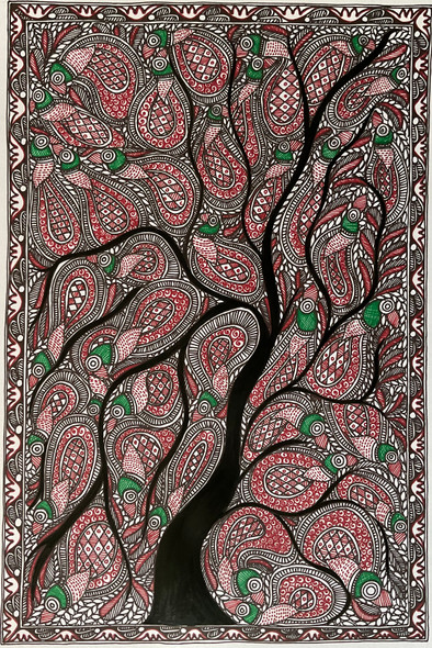 Oorja - Folk Inspired (ART_8725_74301) - Handpainted Art Painting - 10in X 14in