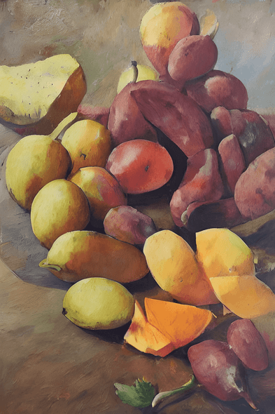 Mangoes and Tamarind (PRT_8991_74276) - Canvas Art Print - 11in X 16in