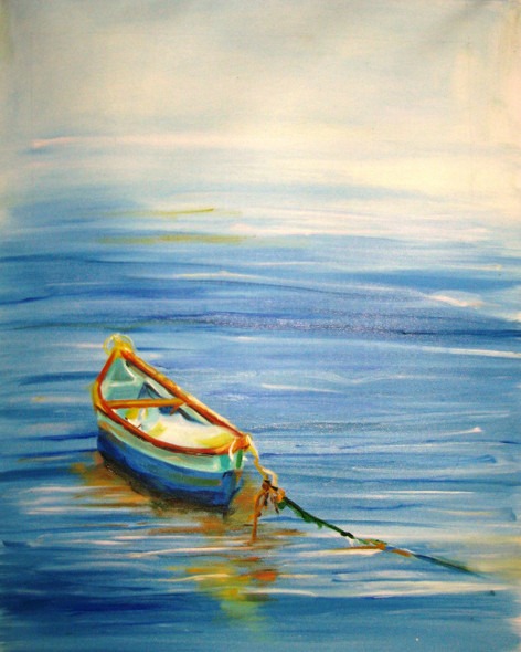 Boat Abstract - 18in x 24in,FIZCLR19_1824,Boat At Coast,Community Artist Group,Museum Quality - 100% Handpainted