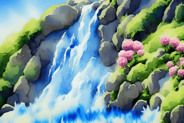 Floral waterfall (PRT_8991_74428) - Canvas Art Print - 11in X 7in