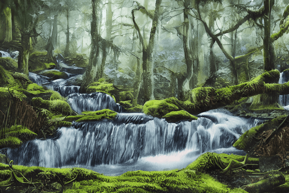 Moss waterfall (PRT_8991_74423) - Canvas Art Print - 11in X 7in